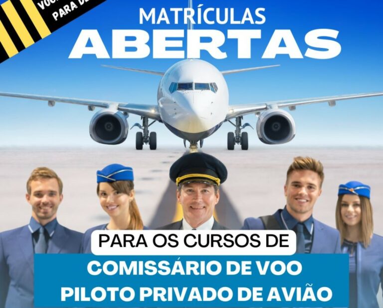 Matrículas abertas para o curso de comissário de voo e piloto privado de avião em BC