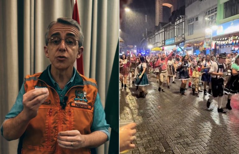 Oktoberfest é suspensa devido às chuvas intensas e elevação do rio Itajaí Açu nesta quinta, 12